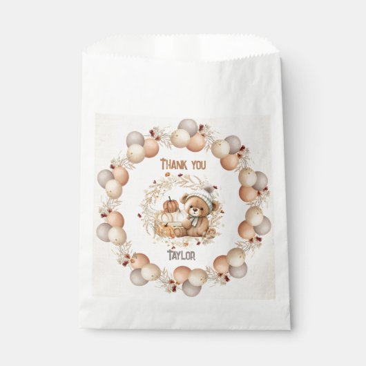 Fall Teddy Bear Birthday Favor Bags Geschenktütchen (Vorderseite)