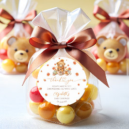 Fall Teddy Bear mit Pumpkins Baby Dusche Runder Aufkleber