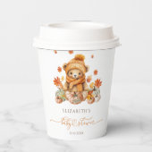 Fall Teddy Bear Pumpkin Baby Dusche Pappbecher (Rückseite)