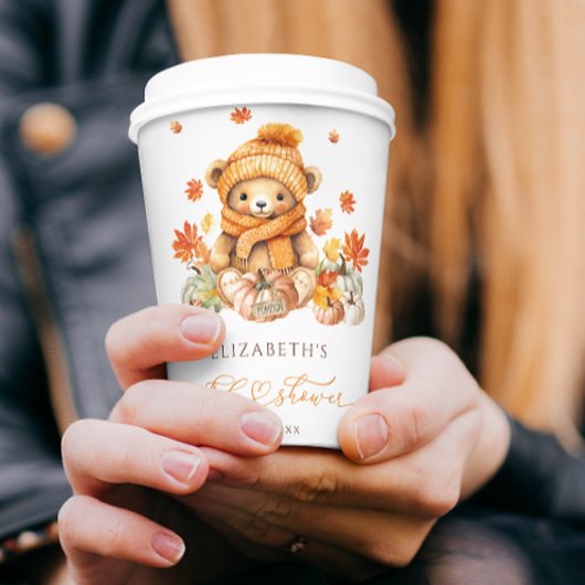 Fall Teddy Bear Pumpkin Baby Dusche Pappbecher