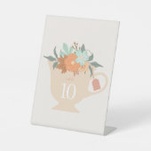 Fall Tee Party Brautparty Tischnummer Sockelschild (Vorderseite)