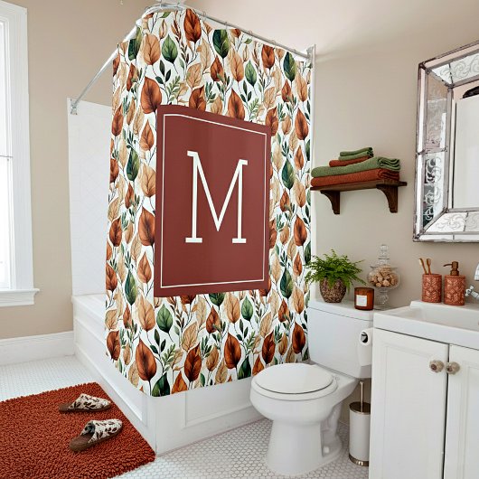 Fall-Terra-Cotta und Salbei-Blätter Duschvorhang