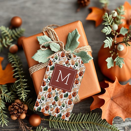 Fall-Terra-Cotta und Salbei-Blätter Geschenkanhänger