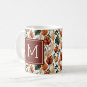 Fall-Terra-Cotta und Salbei-Blätter Kaffeetasse (Vorderseite Links)