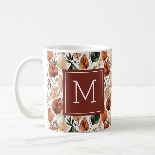 Fall-Terra-Cotta und Salbei-Blätter Kaffeetasse (Links)