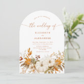 Fall terracotta Arch Modernes Foto Hochzeit Einladung (Stehend Vorderseite)