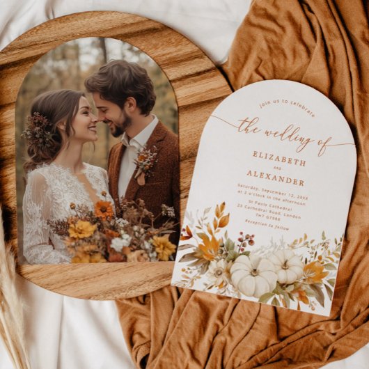 Fall terracotta Arch Modernes Foto Hochzeit Einladung
