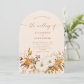Fall terracotta Arch Modernes Foto Hochzeit Einladung (Stehend Vorderseite)