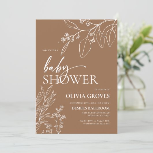 Fall Terracotta Babydusche Einladung (Stehend Vorderseite)