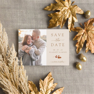 Fall Terracotta Blätter Foto Save the Date Ankündigungspostkarte