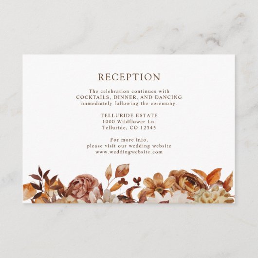 Fall Terracotta Botanische Hochzeitsempfehlung Begleitkarte (Vorderseite)