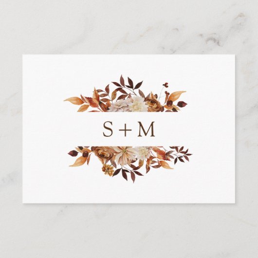 Fall Terracotta Botanische Hochzeitsempfehlung Begleitkarte (Rückseite)