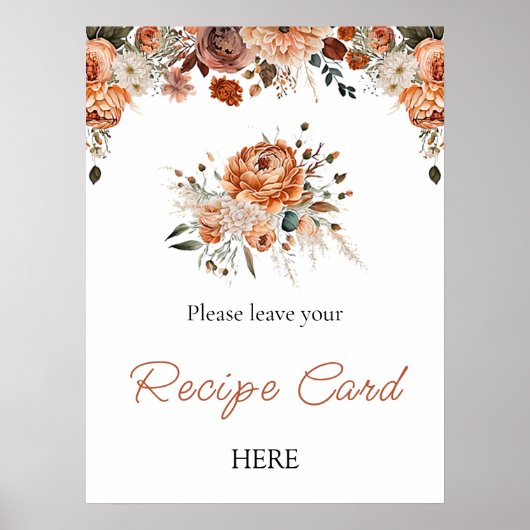 Fall Terracotta Brautparty Rezept Card Poster (Vorne)