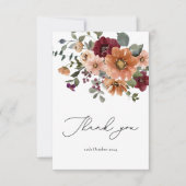 Fall Terracotta Burgundy Blumenkarte Dankeskarte (Vorderseite)