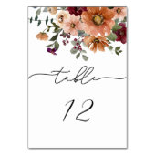 Fall Terracotta Burgundy Blumenzehen Tischnummer (Rückseite)