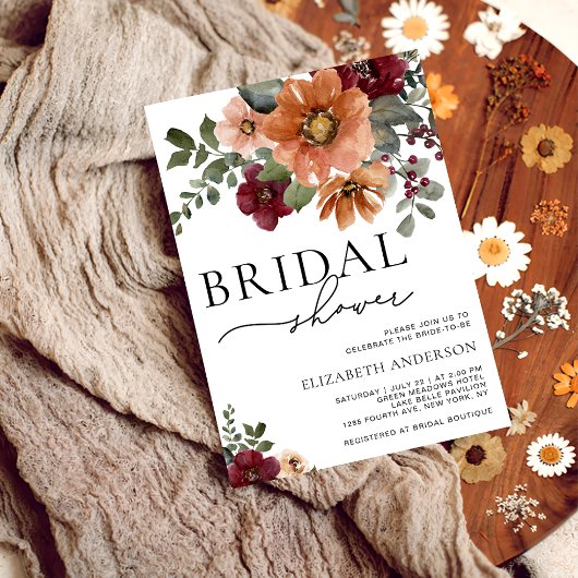Fall Terracotta Burgundy Brautparty Einladung