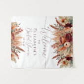 Fall Terracotta Burgundy Florals Pampas Hintergrun Wandteppich (Vorderseite (Horizontal))