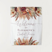 Fall Terracotta Burgundy Florals Pampas Hintergrun Wandteppich (Vorderseite)