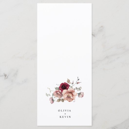 Fall Terracotta Burgundy Große Blumenhochzeit Menükarte (Rückseite)