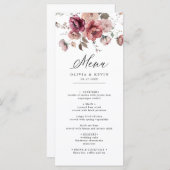 Fall Terracotta Burgundy Große Blumenhochzeit Menükarte (Vorne/Hinten)