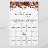 Fall Terracotta Floral Brautparty Bingo (Vorderseite)