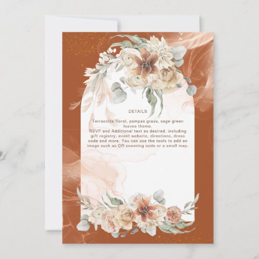 Fall Terracotta Floral Pampas Grass BRAUTPARTY (Rückseite)