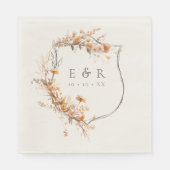 Fall Terracotta Floral Wappen Monogramm Hochzeit Serviette (Vorderseite)