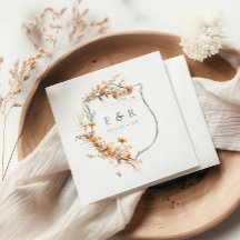 Fall Terracotta Floral Wappen Monogramm Hochzeit