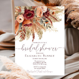 Fall Terracotta Florals Pampas Grass Brautparty Einladung