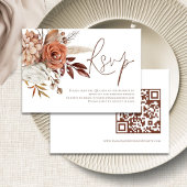 Fall Terracotta Florals QR Code Wedding RSVP Karte