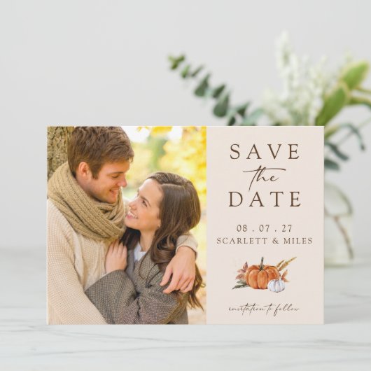 Fall Terracotta-Foto Save the Date (Stehend Vorderseite)