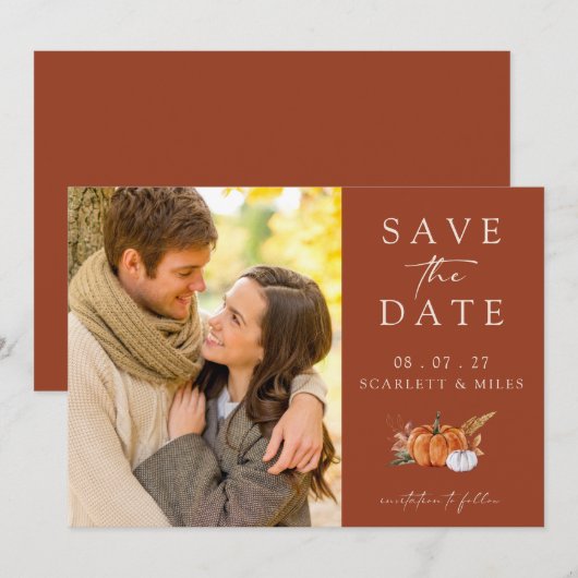 Fall Terracotta Foto Save The Date (Vorne/Hinten)