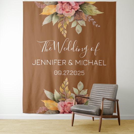 Fall Terracotta Herbst Boho Blumenzehen Wandteppich (Beispiel)