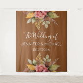 Fall Terracotta Herbst Boho Blumenzehen Wandteppich (Vorderseite)