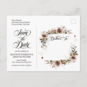 Fall Terracotta-Kernhochzeit Sichern Sie das Datum Ankündigungspostkarte (Rückseite)