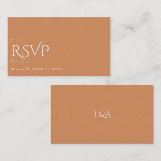 Fall Terracotta Modern Wedding RSVP Card Begleitkarte (Vorne/Hinten)