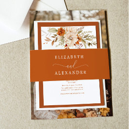 Fall Terracotta Moderne Kalligraphie Hochzeit Einladungsbanderole