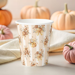 Fall Terracotta Pumpkin Floral Bow Baby Shower Pappbecher