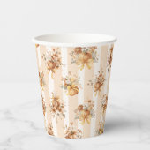 Fall Terracotta Pumpkin Floral Brautparty Pappbecher (Vorderseite)