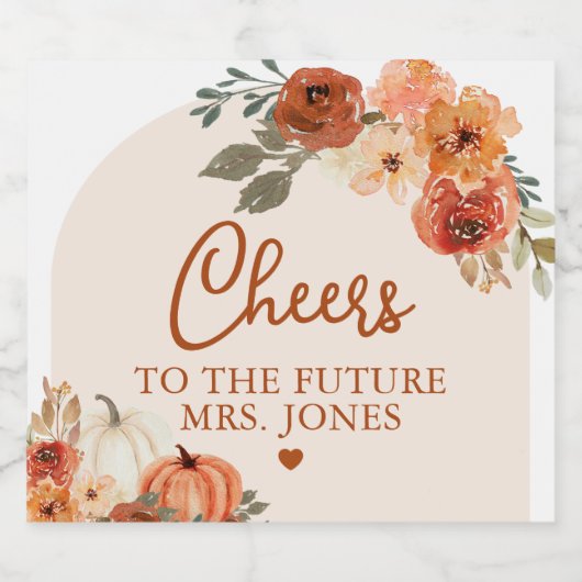Fall Terracotta Pumpkin Future Mrs. Brautparty Schaumweinetikett (Einzelnes Label)