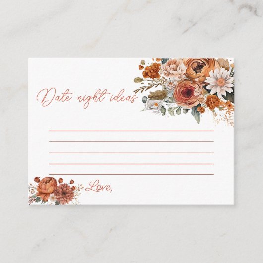 Fall Terracotta Rustikales Brautparty Datum Spiel Begleitkarte (Vorderseite)