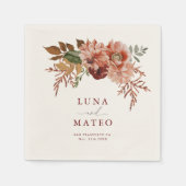 Fall Terracotta und Burgund Bloral Wedding Invita Serviette (Vorderseite)