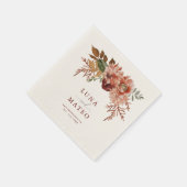 Fall Terracotta und Burgund Bloral Wedding Invita Serviette (Ecke)