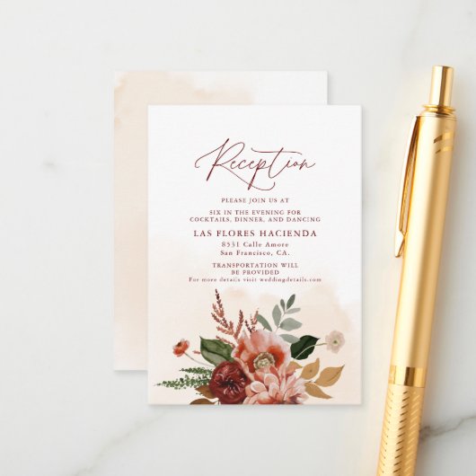 Fall Terracotta und Burgund Empfang Begleitkarte (Vorderseite/Rückseite Beispiel)