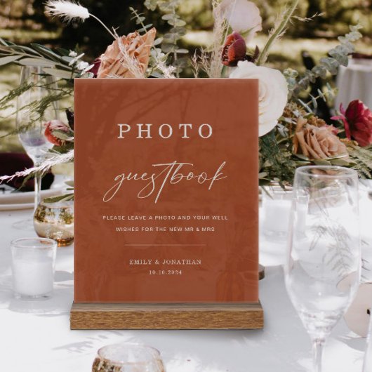 Fall Terracotta Wedding Foto Gästebuch Acrylschild