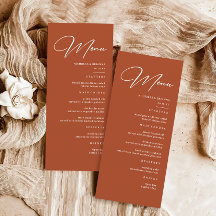 Fall Terracotta Wedding Menu
