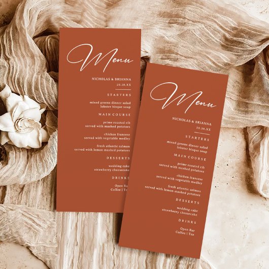 Fall Terracotta Wedding Menu Menükarte