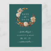 Fall Terracotta Wreath Wedding Save the Dates Anno Ankündigungspostkarte (Vorderseite)