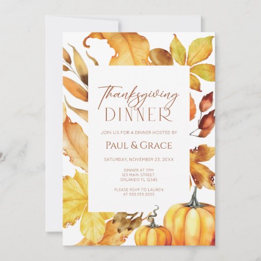 Fall Thanksgiving Dinner Invitation Einladung (Vorderseite)