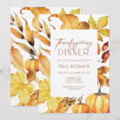 Fall Thanksgiving Dinner Invitation Einladung (Vorne/Hinten)